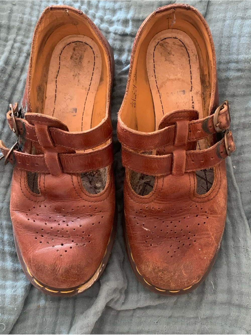 Vintage Dr Martens Brown Leather Mary Jane Shoes 8065 England US M 8/ US L 9